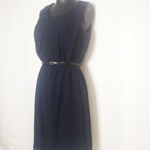 ROZ & ALI navy blue classic dress w/ belt sz 4